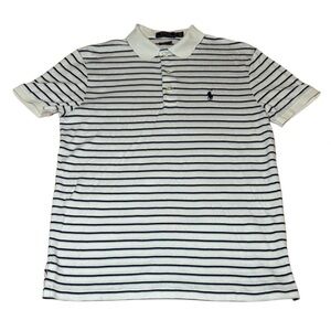 Polo by Ralph Lauren Men's Striped Polo Shirt - White and Navy